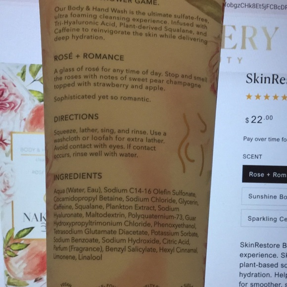 Nakery SkinRestore Body+Hand Wash/Rose+Romance - Picture 2 of 3